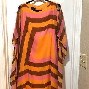 AKRIS Infinite Trapezoid Silk Crepe Caftan Dress Runway 2022 NWOT